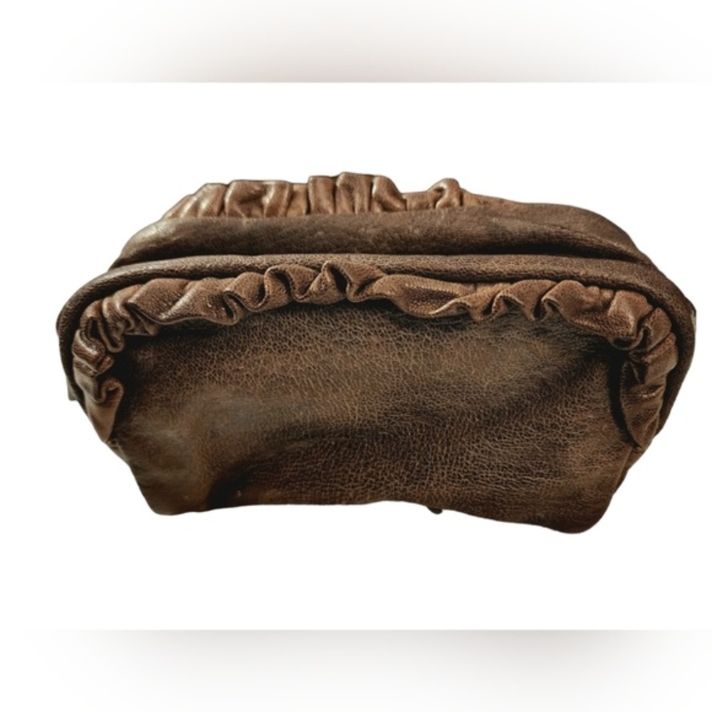 Treesje Brown Leather Wristlet Pouch Clutch - Picture 2 of 9